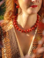 Coralia Bold Necklace-Κολιέ φυσικό κοράλι σε απόχρωση  τερακότα