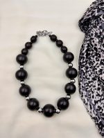 Hematite Sphere silver Statement necklace-Κολιέ statement με αιματίτη σε μαύρο ασημί - Image 2