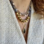 Labradorite Drop Necklace-Μεταγιόν λαβραδορίτης