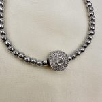 Round Elegant  silver necklace -Κολιέ  στρογγυλό ασημί αιματίτης