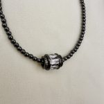 Zirgonia Hematite Barrel silver- Κολιέ ασημί μοτίφ σχήμα κυλινδρικό ζιργκόν