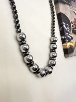 Sphere hematite silver necklace-Κολιέ ασημί αιματίτης σχήμα σφαίρα - Image 4