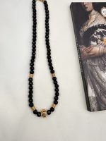 Black Muse agate-Κολιέ με μαύρο αχάτη και χρυσή μπίλια μενταγιόν - Image 4