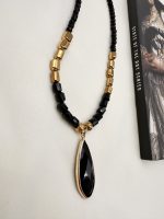 Eleganza Long necklace - Μάυρο Μακρύ κολιέ με σταγόνα - Image 2