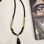 Eleganza Long necklace - Μάυρο Μακρύ κολιέ με σταγόνα