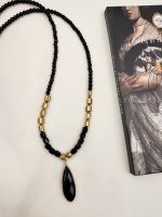 Eleganza Long necklace - Μάυρο Μακρύ κολιέ με σταγόνα