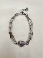 Disco Heart bracelet- Βραχιόλι με καρδιά διακοσμημένη με ζιργκόν ασημί