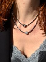 Zirgonia Hematite Barrel silver- Κολιέ ασημί μοτίφ σχήμα κυλινδρικό ζιργκόν - Image 2