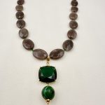 Emerald Earth agate necklace-Κολιέ με καφέ αχάτη , μαλαχίτη