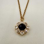 Dahlia pendant black -Μεταγιόν με πέτρα όνυχα μαύρο χρώμα