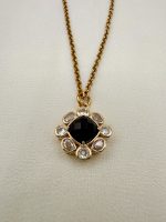 Dahlia pendant black -Μεταγιόν με πέτρα όνυχα μαύρο χρώμα
