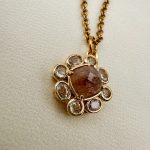 Dahlia pendant beige -Μεταγιόν με πέτρα ροδοχρωσίτη μπέζ χρώμα