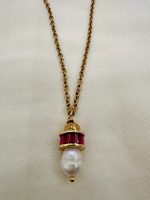 Velour Pearl rubi pendant -Μεταγιόν με ζιργκόν ρουμπινί - Image 2