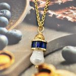 Velour Pearl blue pendant -Μεταγιόν με ζιργκόν μπλε