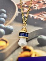 Velour Pearl blue pendant -Μεταγιόν με ζιργκόν μπλε