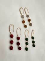 Irida earrings rubi -Σκουλαρίκια με αχάτη και ζιρκόν μπορντό χρώμα - Image 2