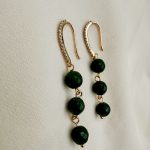 Irida earrings green -Σκουλαρίκια με αχάτη και ζιρκόν σμαραγδί σκούρο