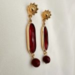 Lucia earrings rubi-Σκουλαρίκι κρύσταλο/αχάτη μπορντό