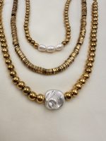 Bold Hematite necklace-Κολιέ με αιματίτη και shell pearl - Image 3