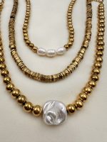 Hematite classic necklace-Κολιέ αιματίτη με  μαργαριτάρια - Image 4