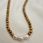 Hematite classic necklace-Κολιέ αιματίτη με  μαργαριτάρια