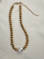 Bold Hematite necklace-Κολιέ με αιματίτη και shell pearl - Image 2
