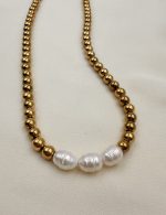 Hematite classic necklace-Κολιέ αιματίτη με  μαργαριτάρια - Image 3