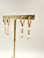 Aurora earrings -Σκουλαρίκια με μαργαριτάρι αληθινό γλυκού νερού - Image 4