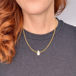 Petite hematite necklace Dion -Κομψο κολιέ αιματίτη με μαργαριτάρι