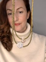 Petite hematite necklace Nina -Κομψο κολιέ αιματίτη με μαργαριτάρι - Image 2
