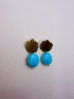 Round Jade earrings aqua-emerald - Image 3