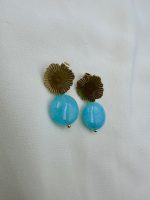 Round Jade earrings aqua-emerald - Image 2