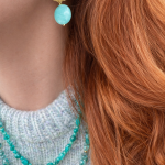 Round Jade earrings aqua-emerald