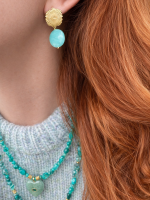 Round Jade earrings aqua-emerald