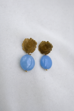 Round Jade earrings light blue - Image 4
