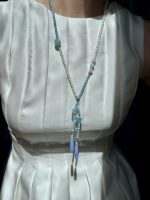 Cattleya Long Necklace Aquamarine-Μακρύ Κολιέ Ακουαμαρίνα
