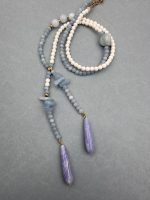 Cattleya Long Necklace Aquamarine-Μακρύ Κολιέ Ακουαμαρίνα - Image 4