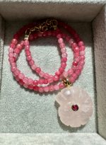 Rose Quartz Petal Necklace Pink - Image 3