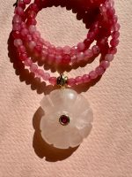 Rose Quartz Petal Necklace Pink - Image 4