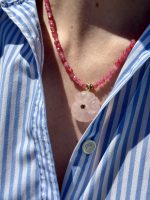 Rose Quartz Petal Necklace Pink - Image 2