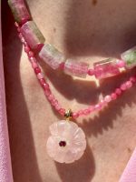 Rose Quartz Petal Necklace Pink - Image 5