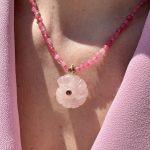 Rose Quartz Petal Necklace Pink