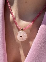 Rose Quartz Petal Necklace Pink