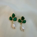 Emerald Whisper Earrings-Σκουλαρίκια με Nεφρίτη