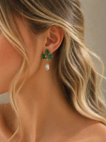 Emerald Whisper Earrings-Σκουλαρίκια με Nεφρίτη - Image 3