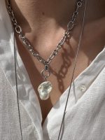 Long Baroque Drift Necklace Silver - Image 3