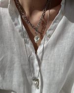 Long Baroque Drift Necklace Silver - Image 5