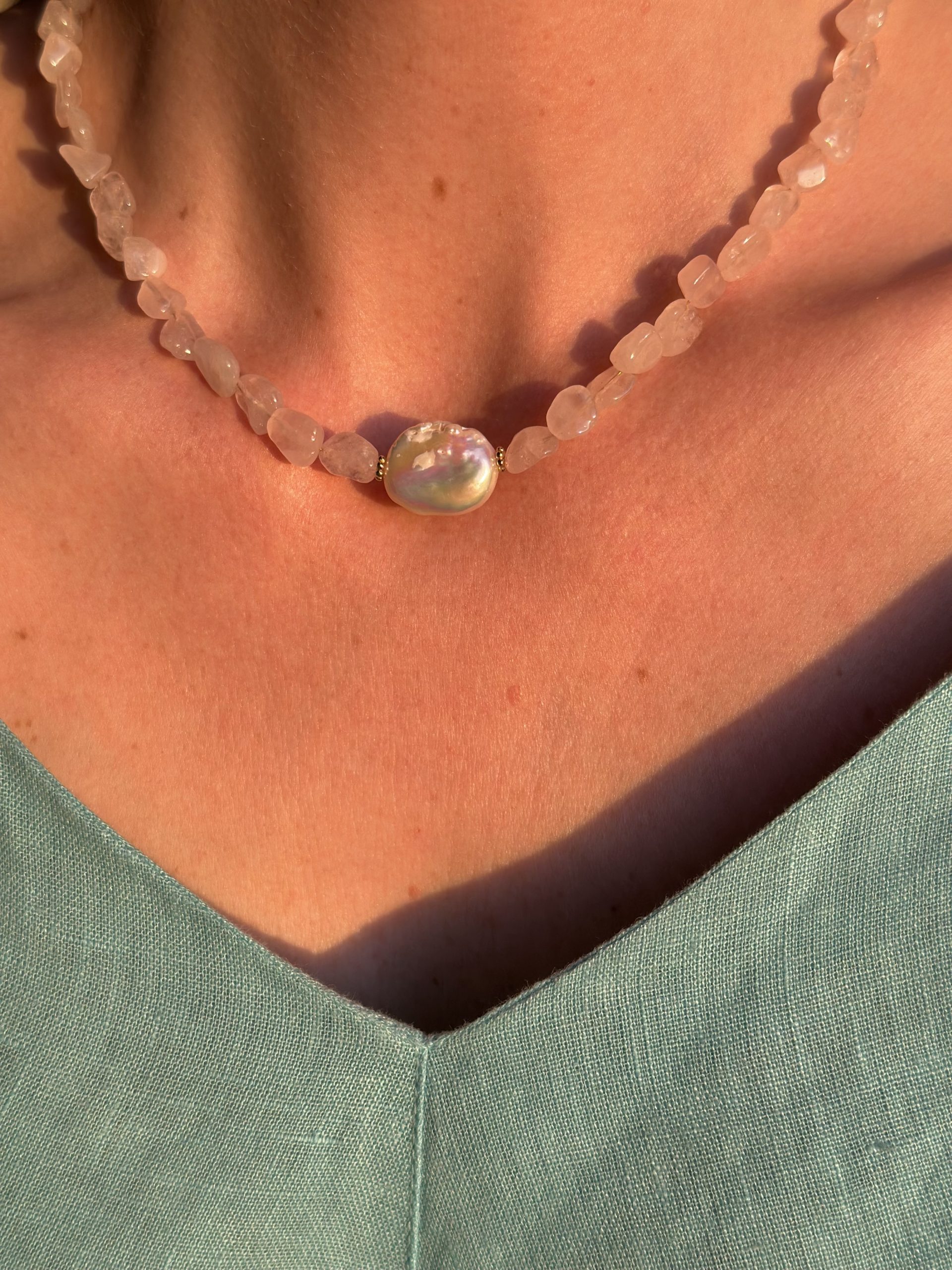 1781014187428774 Fairy Pearl Necklace Pink - Image 1