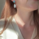 Capri Turquoise Earrings-Σκουλαρίκια Μαργαριτάρι Baroque