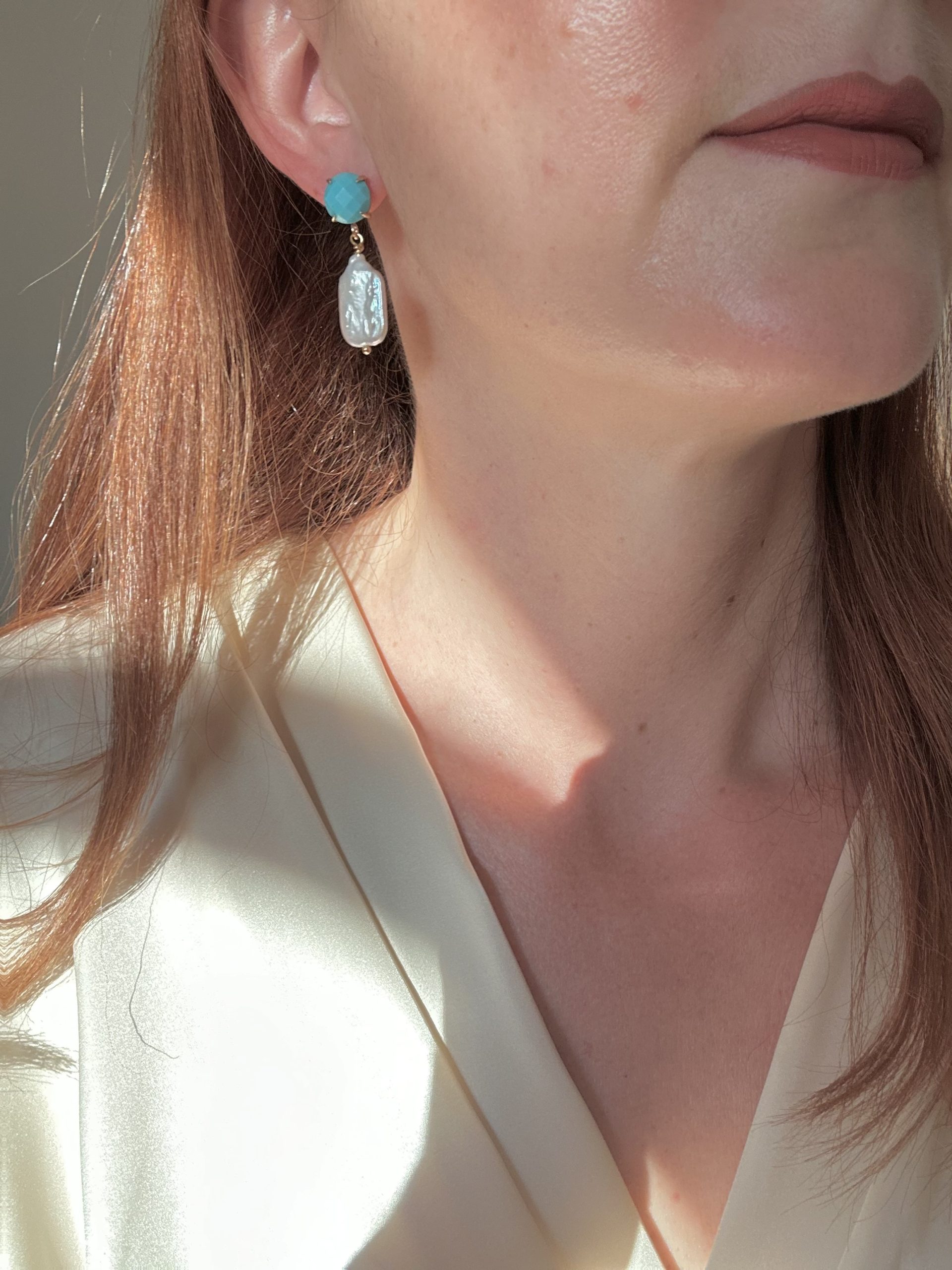 1781552601313699 Capri Turquoise Earrings-Σκουλαρίκια Μαργαριτάρι Baroque - Image 1